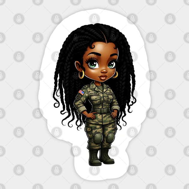 Black Military Woman Sticker by UrbanLifeApparel